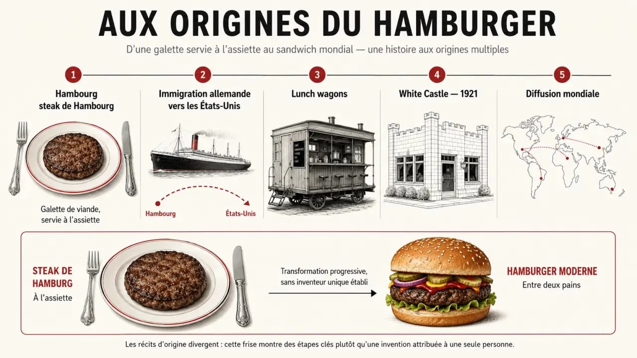 D’où vient l’hamburger ? Frise historique de Hambourg au burger américain
