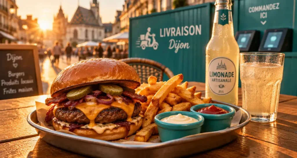 French burger dijon : burger charolais cheddar et sauces