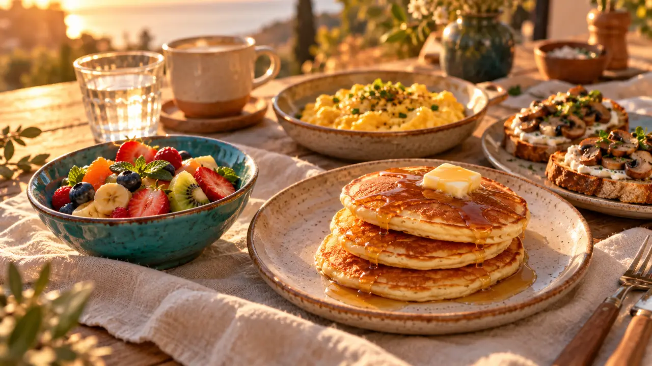 Recette brunch : pancakes moelleux au sirop d’érable et beurre, petit-déjeuner
